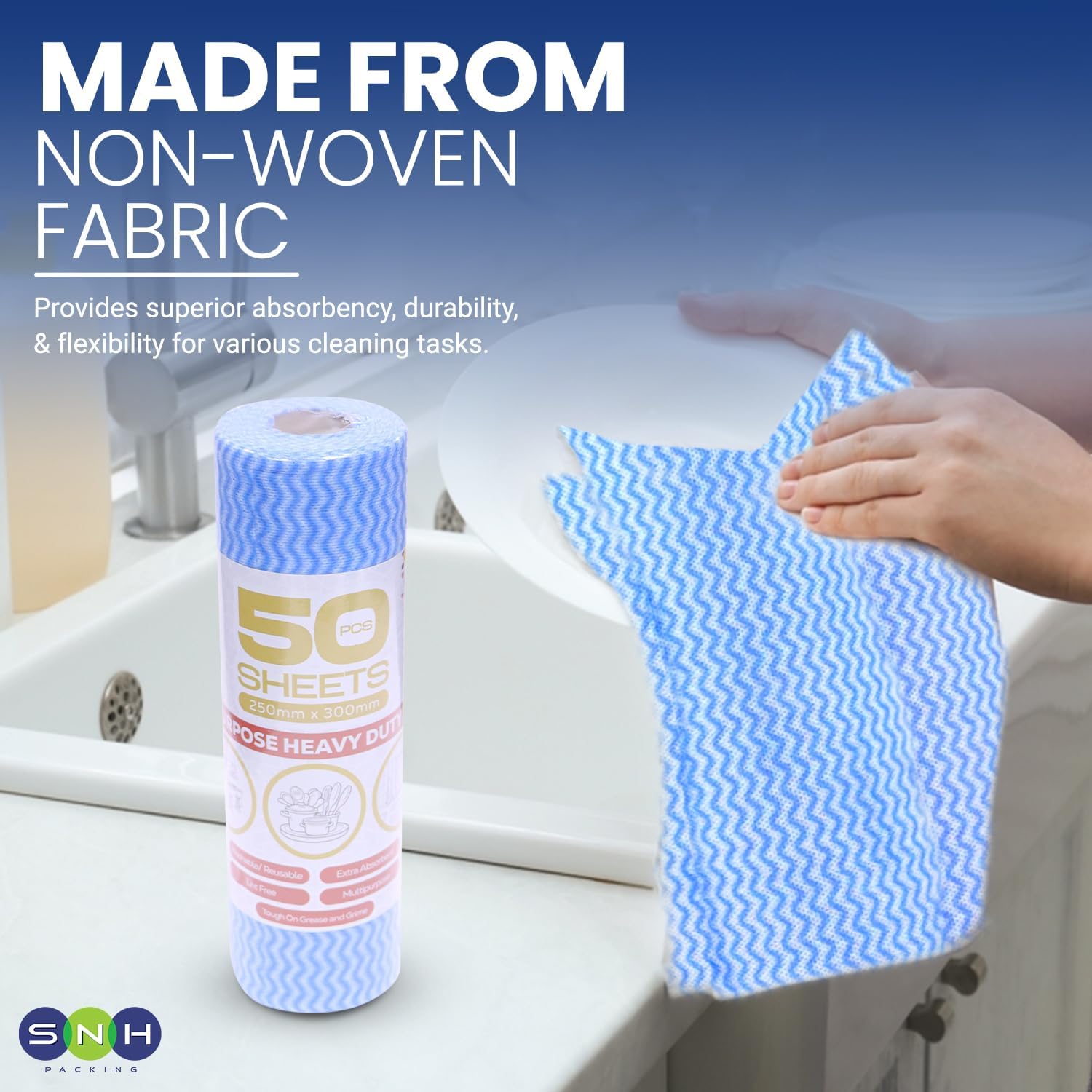 Al Fajr J Cloth Roll – Blue 50 PCS PKT - SNH Packing