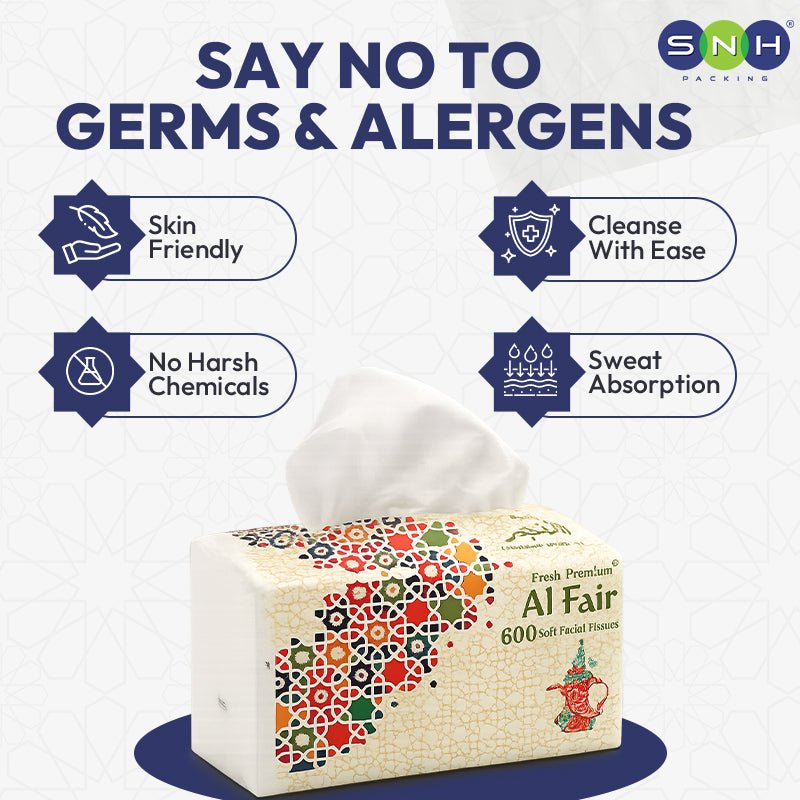 Al Fajr Nylon Facial Tissue 600 Sheets 2 Ply 5 Boxes - SNH Packing