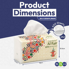 Al Fajr Nylon Facial Tissue 600 Sheets 2 Ply 5 Boxes - SNH Packing