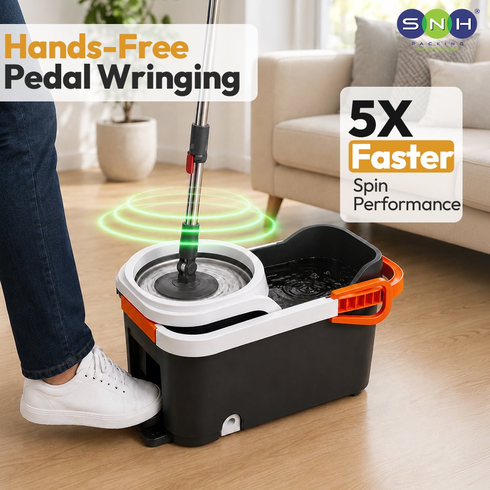 Al Fajr Premium 360 Spin Mop Bucket Set Stainless Steel Wringer - SNH Packing