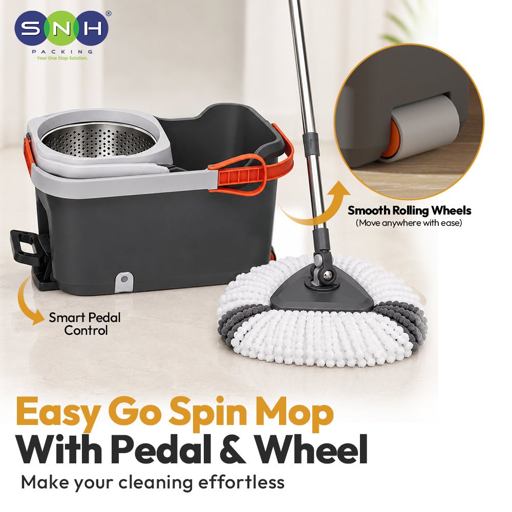 Al Fajr Premium 360 Spin Mop Bucket Set Stainless Steel Wringer - SNH Packing