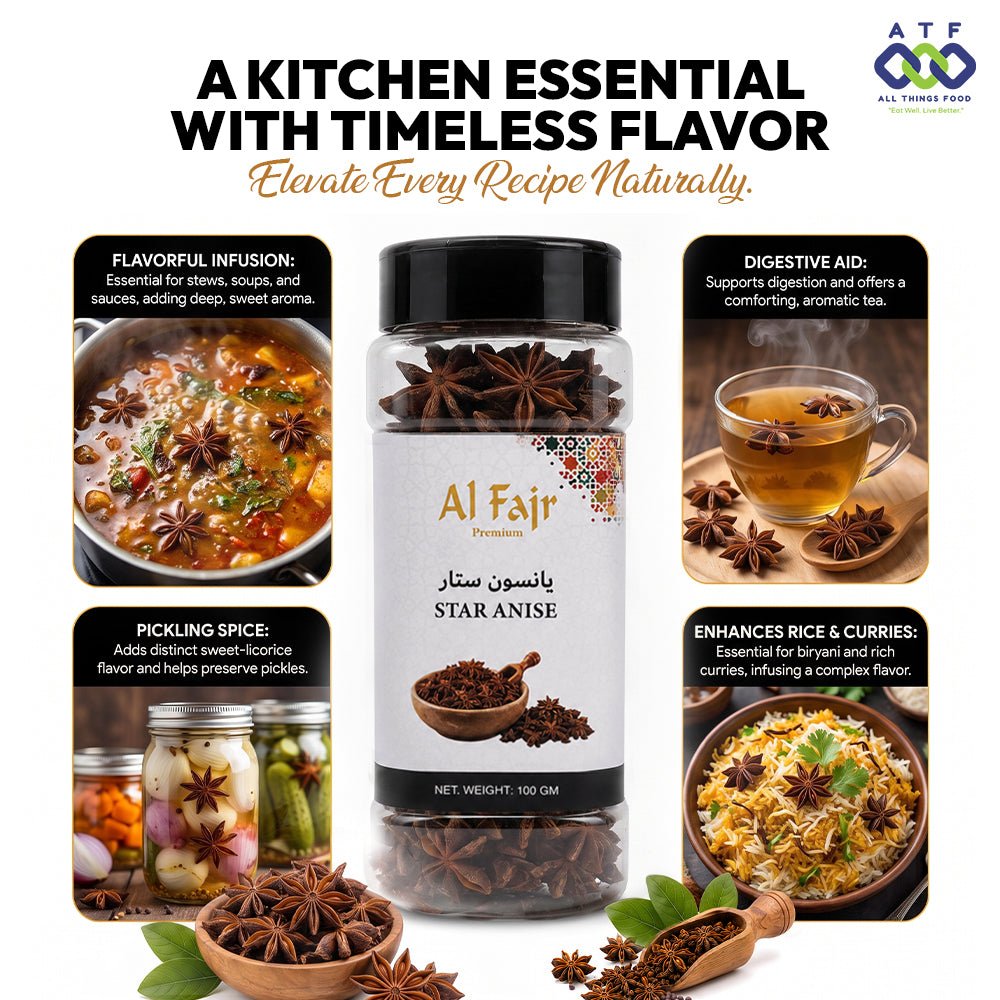 Al Fajr Star Anise 100g Whole Star Anise Spice for Cooking - SNH Packing