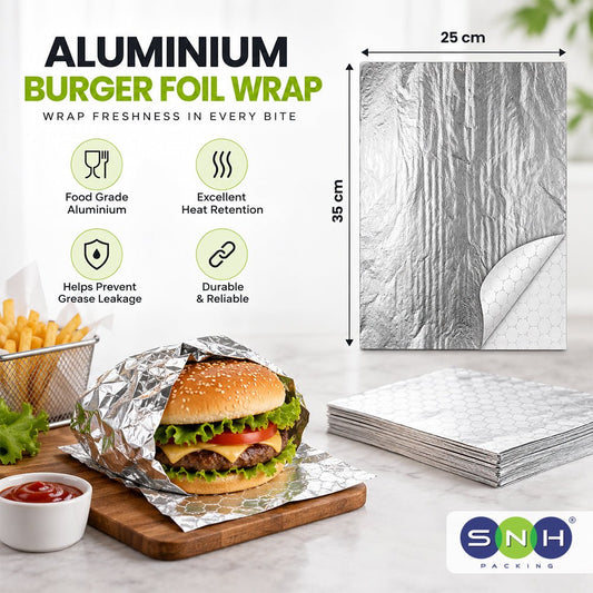 Aluminum Burger Foil Wrap 25x35cm Food Packaging - SNH Packing
