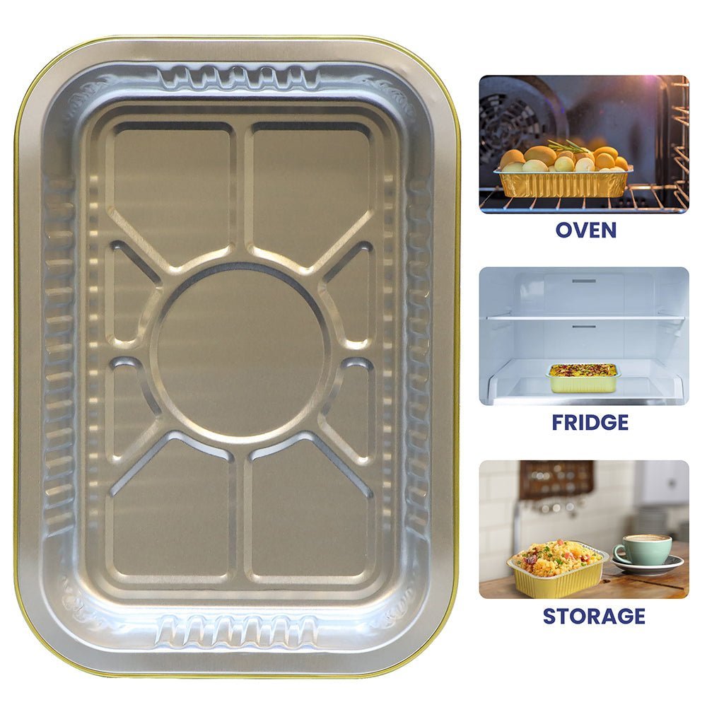 Aluminum Golden Food Containers with PP Lids 320ML to 930ML - SNH Packing