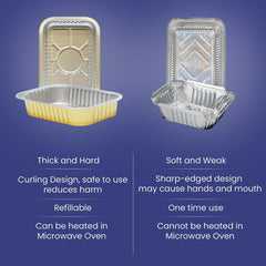 Aluminum Golden Food Containers with PP Lids 320ML to 930ML - SNH Packing