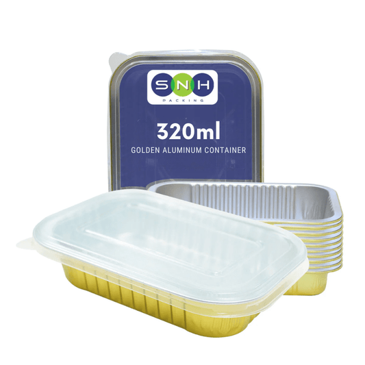 Aluminum Golden Food Containers with PP Lids 320ML to 930ML - SNH Packing