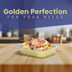 Aluminum Golden Food Containers with PP Lids 320ML to 930ML - SNH Packing