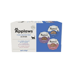 Applaws Fish Selection in Broth Adult Wet Cat Food 8 x 60g Pot - SNH Packing