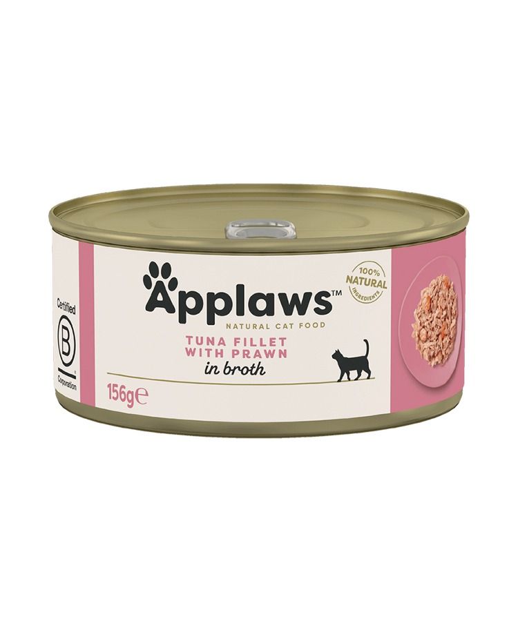 Applaws Tuna Fillet with Prawn in Broth Wet Cat Food 156g Tin