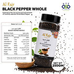 Al Fajr Black Pepper Whole Premium Peppercorns 250G