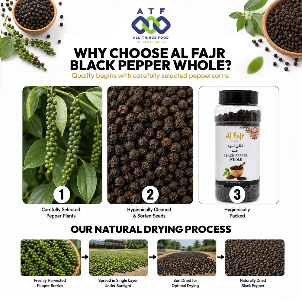 Al Fajr Black Pepper Whole Premium Peppercorns 250G