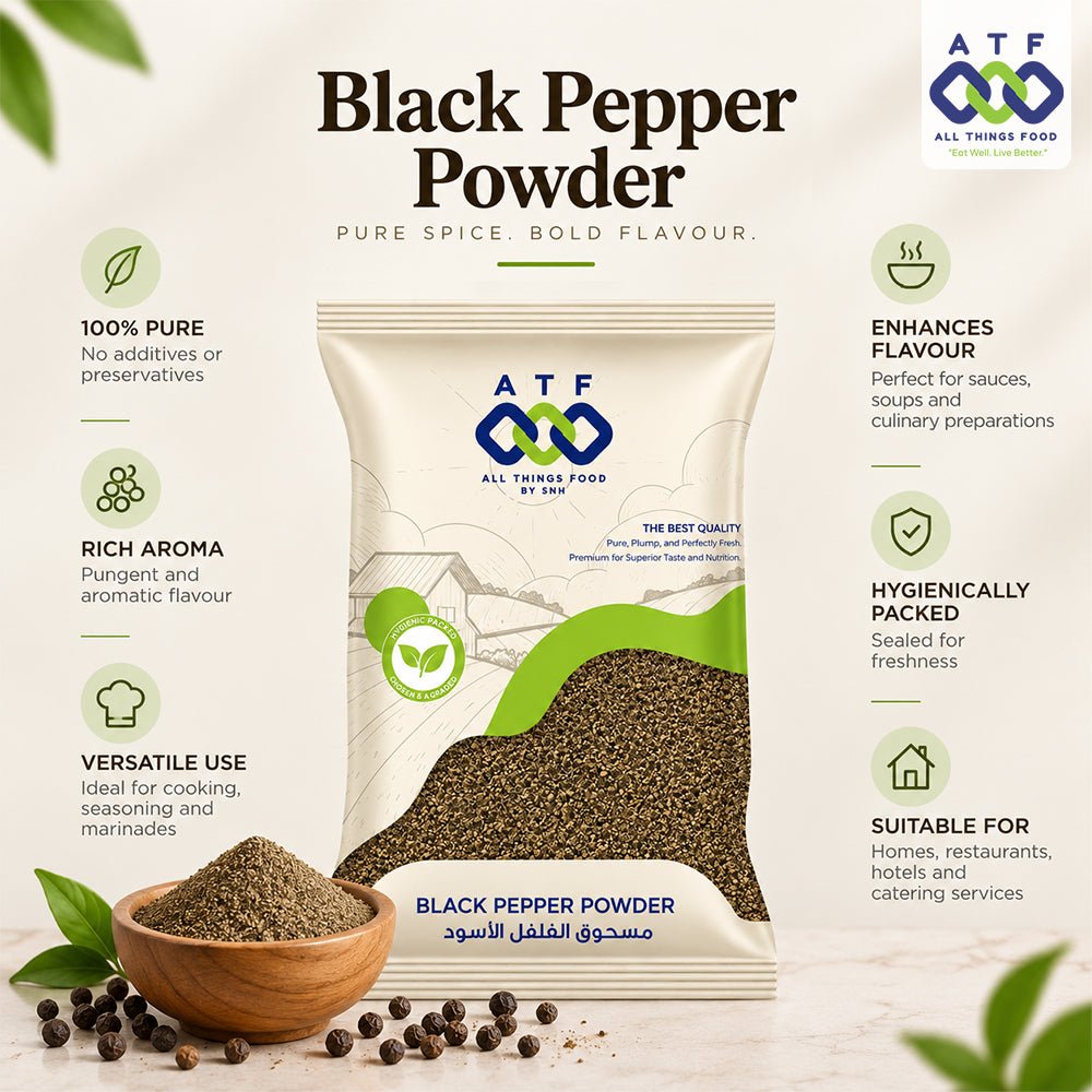 ATF Premium Black Pepper Powder 1KG Finely Ground Spice - SNH Packing