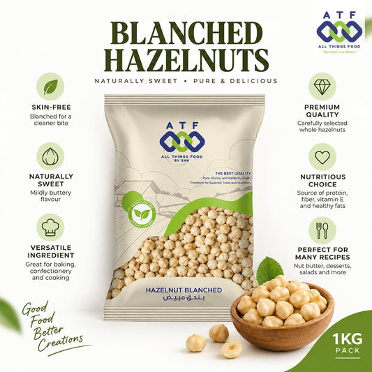 ATF Premium Blanched Hazelnuts 1KG Skinless Nut for Baking - SNH Packing