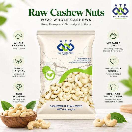 ATF Raw Cashew Nuts W320 1KG Whole Cashews - SNH Packing