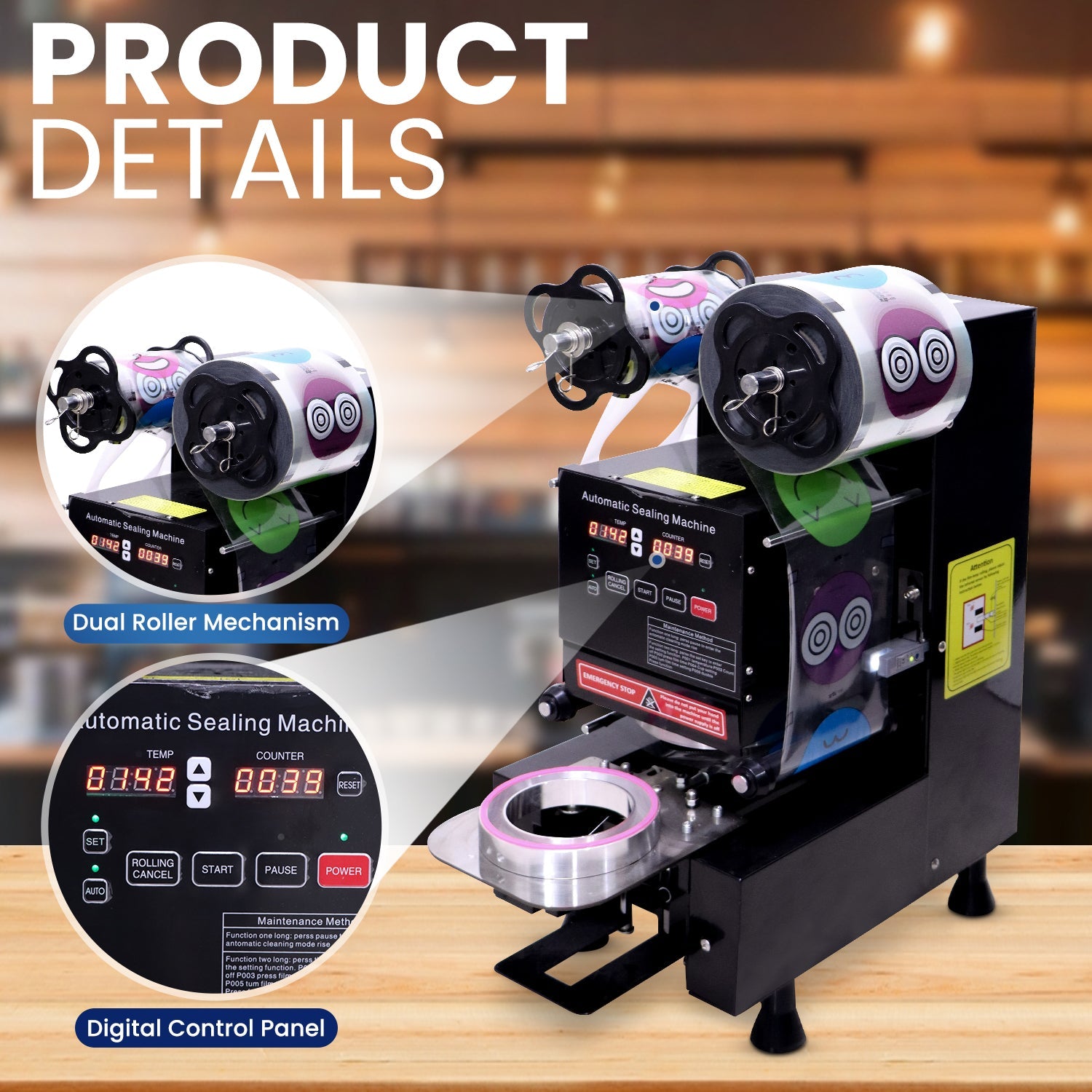 Automatic PP Cup Sealing Machine | Commercial Bubble Tea & Juice Cup Sealer | Food Packaging Equipment - SNH Packing