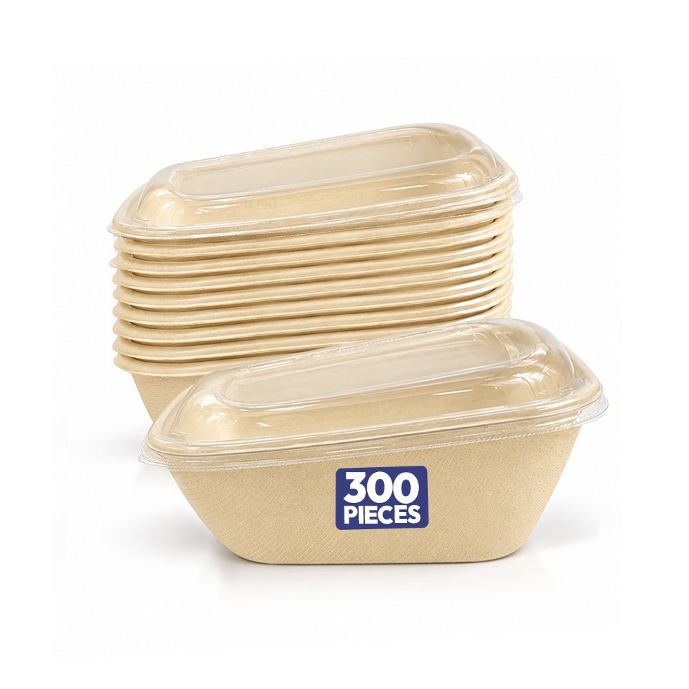 Bagasse Container with Lid 24oz - 300 Pcs Wholesale Pack - SNH Packing
