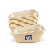 Bagasse Container with Lid 24oz - 300 Pcs Wholesale Pack - SNH Packing