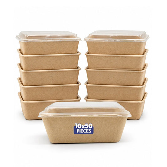 Bagasse Container with PP Lid 950ml - 500 Pcs Bulk Pack - SNH Packing