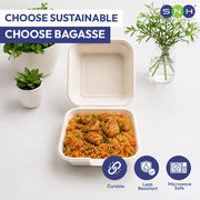 Bagasse Lunch Boxes 5x7 to 9 Inch Biodegradable Food Boxes - SNH Packing