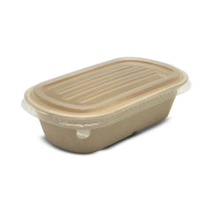 Bagasse Oval Container 1000ml with PP Lid - 500 Pieces | Wholesale Disposable Food Container UAE - SNH Packing