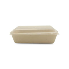 Beige food container with a lid.