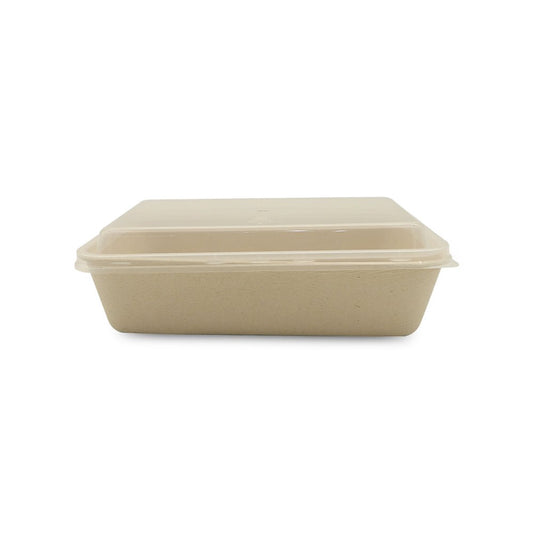 Bagasse Rectangular Food Containers with PP Lid 500ml 950ml - SNH Packing