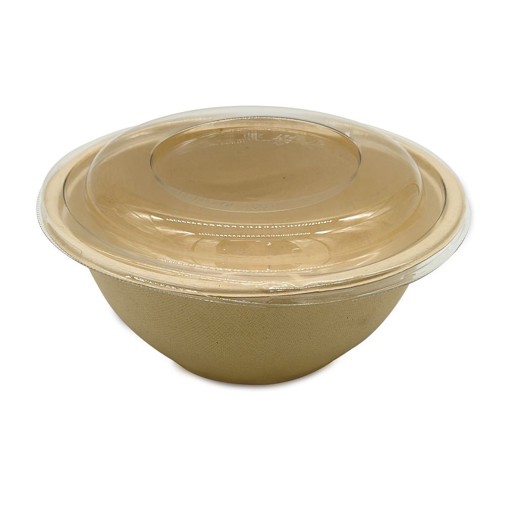 Bagasse Round Bowls with PET Lids 550ml 700ml 1000ml - SNH Packing