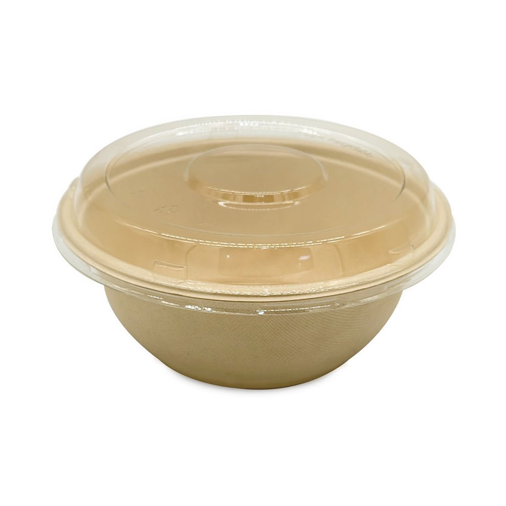 Bagasse Round Bowls with PET Lids 550ml 700ml 1000ml - SNH Packing