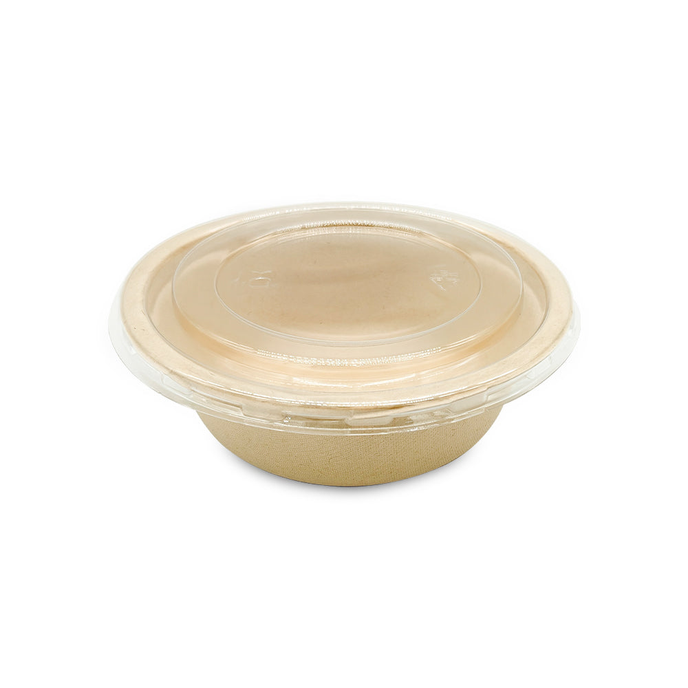 Bagasse Round Containers with PET and PP Lids 12oz to 40oz
