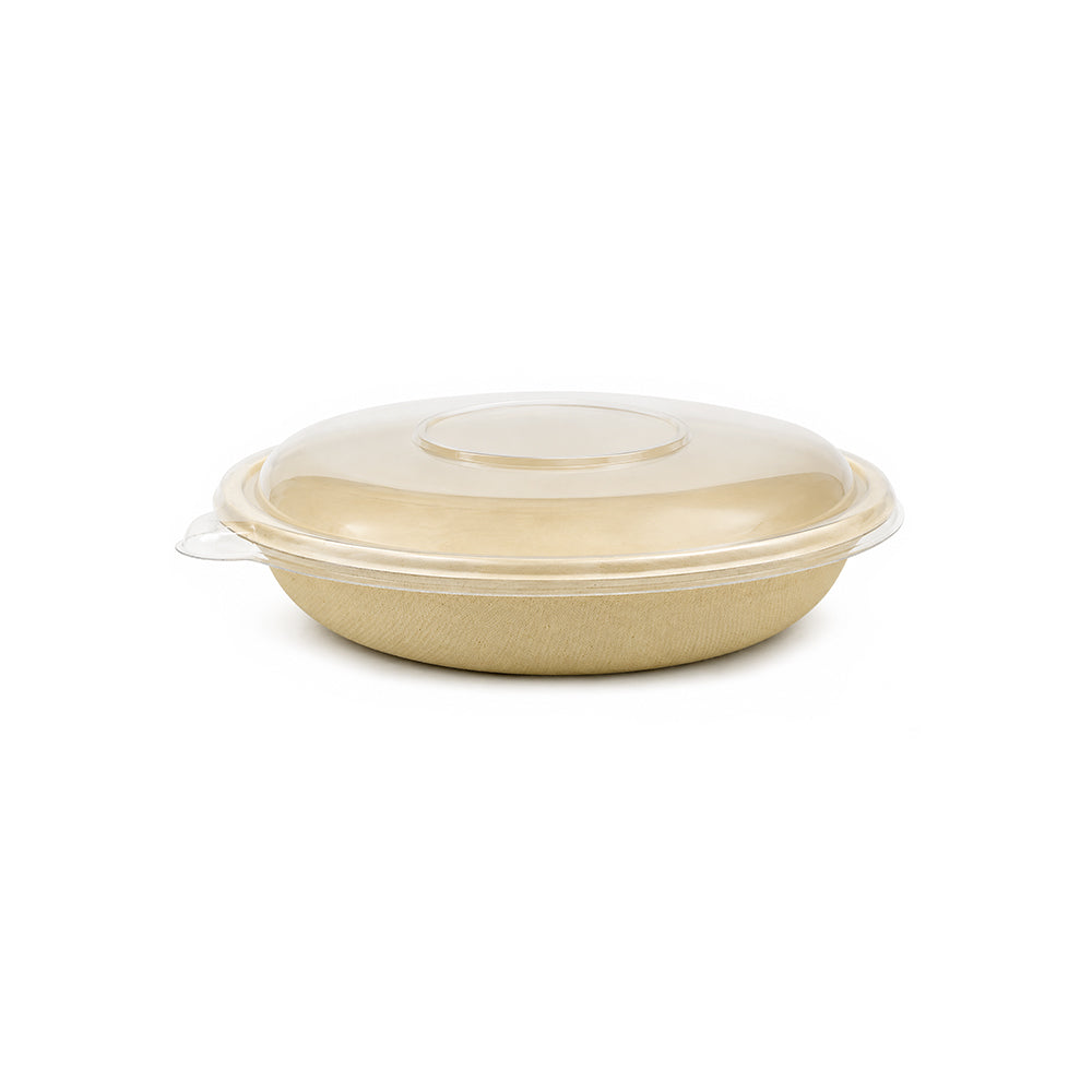 Bagasse Round Containers with PET and PP Lids 12oz to 40oz