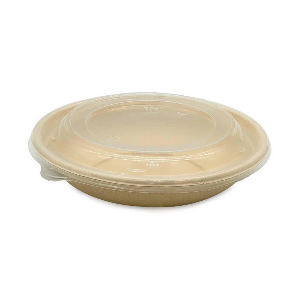 Bagasse Round Containers with PET and PP Lids 12oz to 40oz
