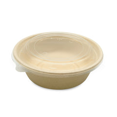 Beige compostable container with a lid