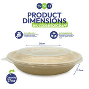 Bagasse Round Containers with PET PP Lids 12oz to 40oz - SNH Packing