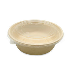 Bagasse Round Containers with PET PP Lids 12oz to 40oz - SNH Packing