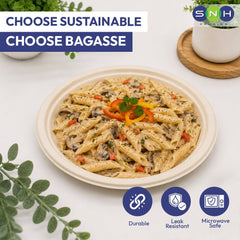 Bagasse Round Plates Eco Friendly Biodegradable - SNH Packing