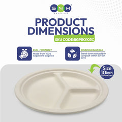Bagasse Round Plates Eco Friendly Biodegradable - SNH Packing
