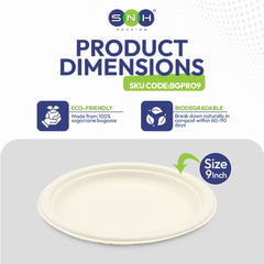 Bagasse Round Plates Eco Friendly Biodegradable - SNH Packing