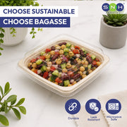 Bagasse Square Bowl 24oz with PET Lid – 300 Pieces | Wholesale Takeaway Bowl UAE - SNH Packing