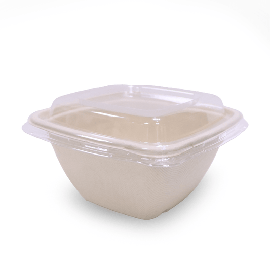 Bagasse Square Bowl Containers with Lids - SNH Packing