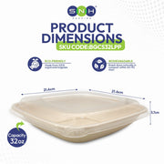 Bagasse Square Containers with PET & PP Lids for Takeaways