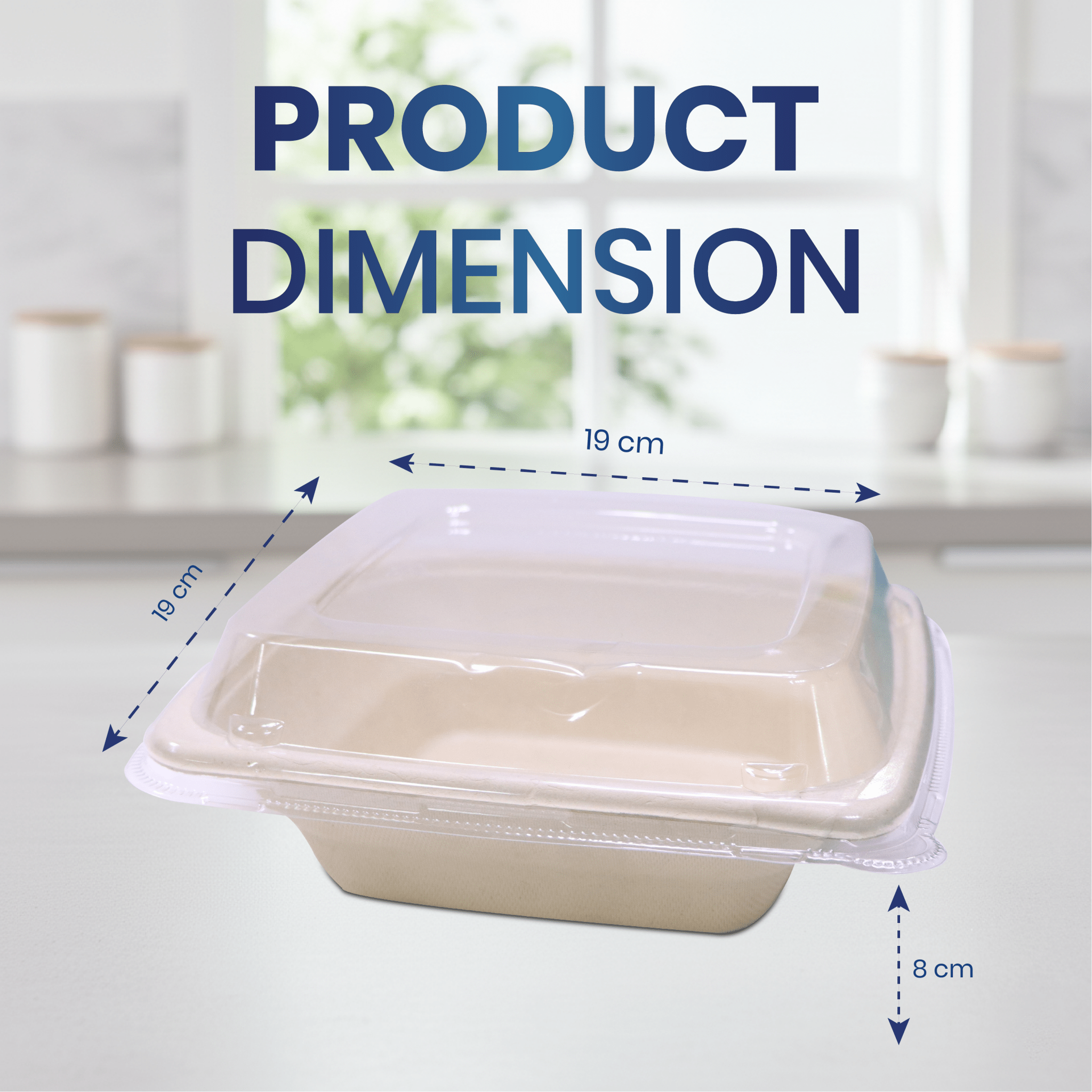 Bagasse Square Deep Containers with PET Lids - SNH Packing