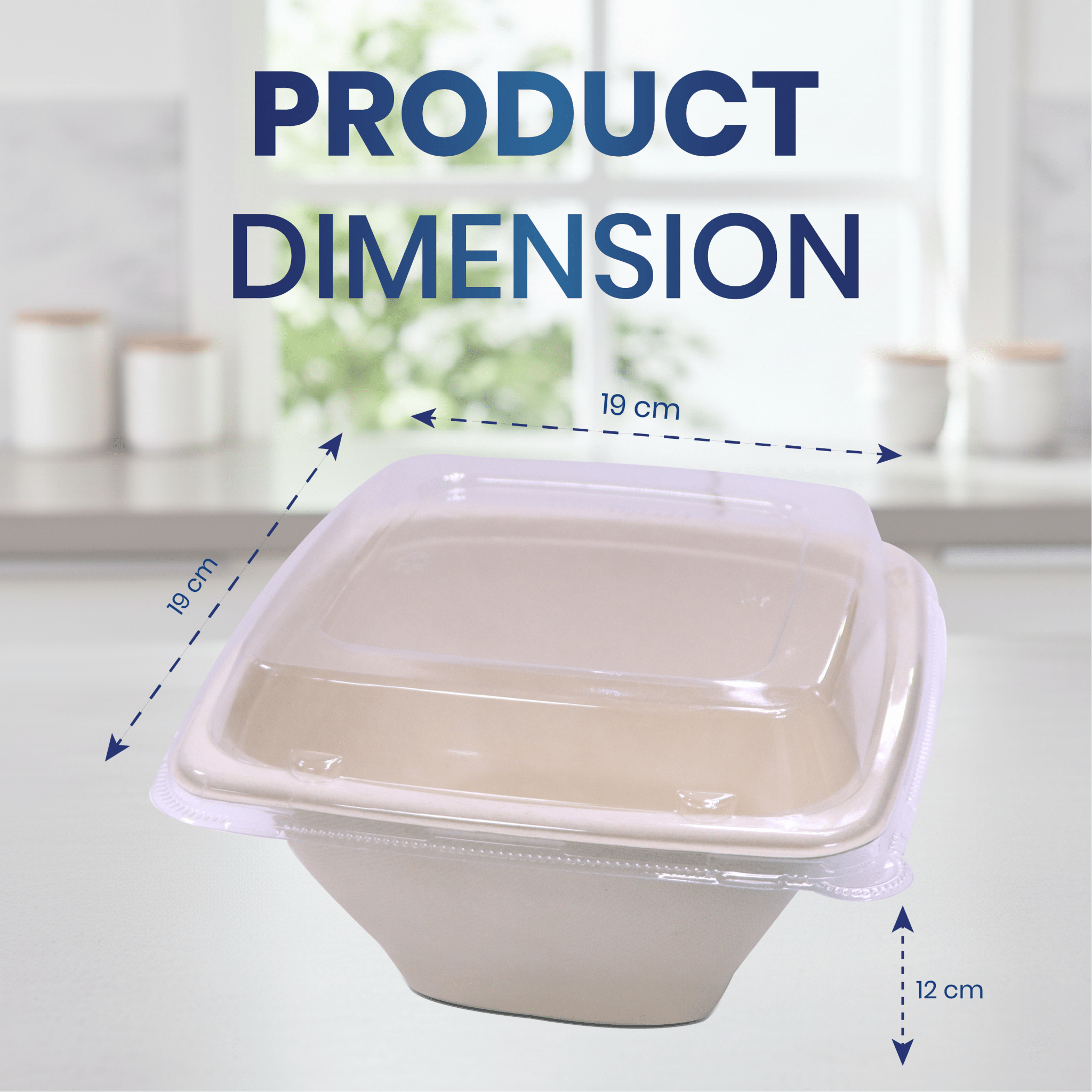 Bagasse Square Deep Containers with PET Lids - SNH Packing