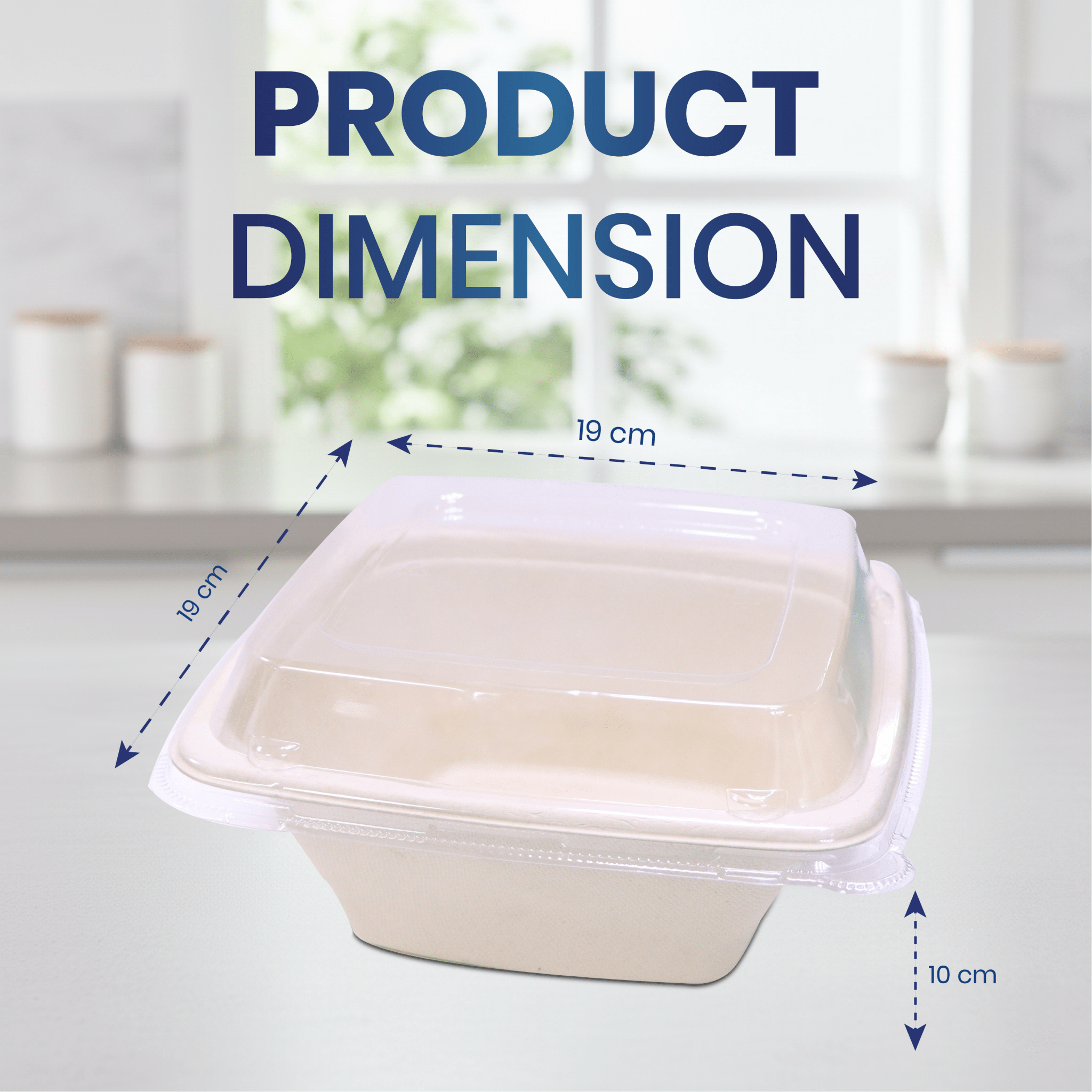 Bagasse Square Deep Containers with PET Lids - SNH Packing