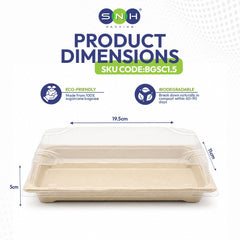 Bagasse Sushi Containers with PET Lids 0.1 to 2.0 - SNH Packing