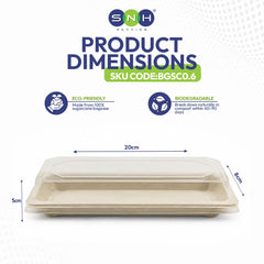 Bagasse Sushi Containers with PET Lids 0.1 to 2.0 - SNH Packing