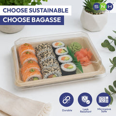 Bagasse Sushi Containers with PET Lids 0.1 to 2.0 - SNH Packing
