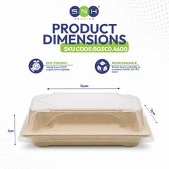 Bagasse Sushi Containers with PET Lids 0.1 to 2.0 - SNH Packing