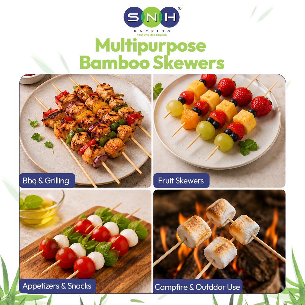 Bamboo Skewers 3 to 14 Inch 100 Pieces Natural Bamboo - SNH Packing