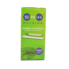Bamboo Wooden Toothpicks 1000 Pieces Wrapped Box Natural Wood - SNH Packing