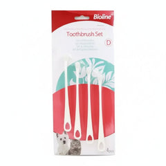 Bioline Toothbrush Set For Cats & Puppy 4 Pcs 15.5CM - SNH Packing